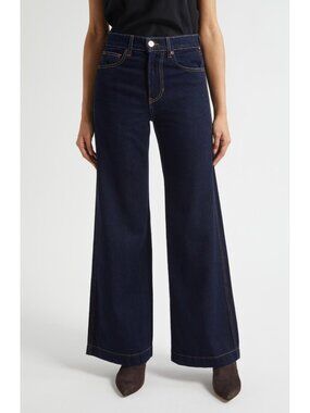NWT Veronica Beard Kasey in Indigo Rinse Blue Wide-Leg Rigid Jeans 30